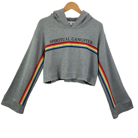 SPIRITUAL GANGSTER Rainbow Dancing The Night Away Hoodie Sweatshirt Grey Med A38 - Picture 4 of 12
